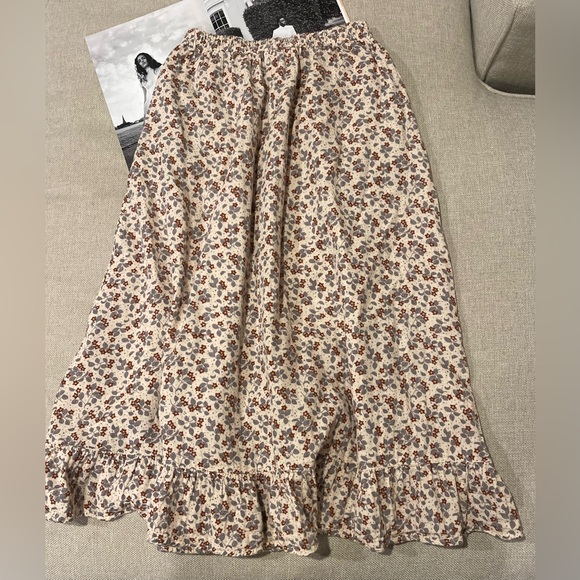 Rylee + Cru Floral Midi Skirt in Cream and Brown - Picture 11 of 13